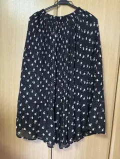 ロングスカート　黒　花柄　裏地付き　スカート　レディース　ドット柄