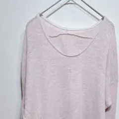 ニット セーター ピンク 長袖 トップス 薄手 シンプル 無地