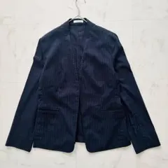 プラステ✨《PLST》リネン混 ストレッチ ノーカラーピンストライプジャケットLのサムネイル