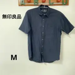 無印良品　【M】　濃紺　半袖シャツ