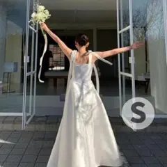 ウェディングドレス　ホワイト　韓国風　前撮り　Sサイズ