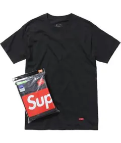 Supreme Hanes パックTシャツ ブラック 3枚セット ショッパー付き
