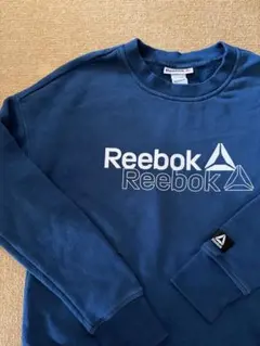 裏起毛★ 【リーボック】 ビッグロゴ トレーナー ブルー90s
