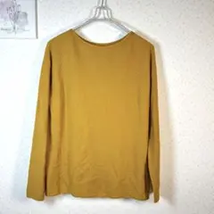 ラエフlaf ニット　薄手 セーター マスタード 長袖 リブ編み柄 シンプル