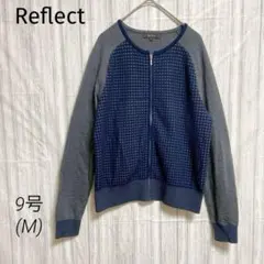 Reflect【9号(M)】カーディガン 長袖 羽織り ジップアップ ネイビーのサムネイル