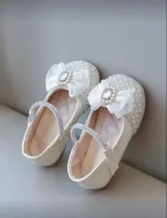 フォーマルシューズ ホワイト リボン付き