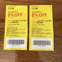 東海ウォーカー2025冬 しゃぶ葉 割引券 8% OFF 2枚