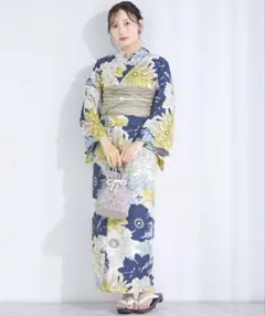 日本製 創美苑 SOUBIEN 木綿着物 単衣 ブルー 小紋 洗える着物 - メルカリ