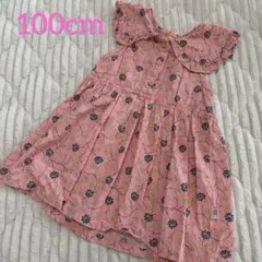 [美品]100cm モイモルン マルチフラワーノースリーブワンピース 花柄のサムネイル