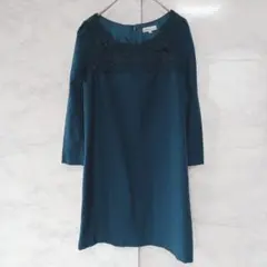 アースミュージックアンドエコロジー ワンピース S 緑青 Aライン レース