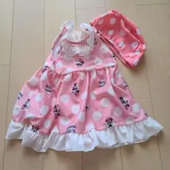 【水着】petit main　ミニー ワンピース　水玉 90cm　帽子セット