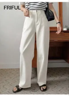 SHEIN ストレートレッグジーンズ　ホワイト