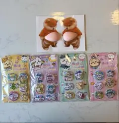 シャカシャカ水貼りシール 4枚+ぷにぷにお腹シール柴犬2匹セット　⑤