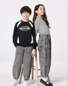 gu デニムワイドワークジョガーパンツ