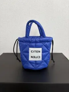 美品★CITEN キルティング ミニトートバッグ 青