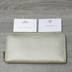 COACH コーチ 23554 長財布 メタリックゴールド ラウンドファスナー
