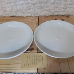 k*2様 新品 未使用 TSUKASA ホワイト 陶磁器製 金縁楕円皿2枚セット