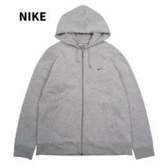 00s NIKE ジップ パーカー スウッシュ ロゴ 刺繍 グレー M