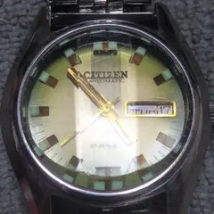CITIZEN 自動巻き腕時計 21石　グリーンカットガラス