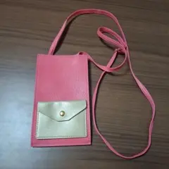 ピンク スマホショルダーバッグ 合成皮革