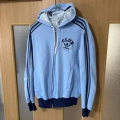 希少 80s CLUB adidas VENTEX ジップパーカー 水色 紺