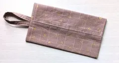 ティッシュケース〘吊り下げ〙ソフトパック用❖グレンチェック❖チェリー❖のサムネイル