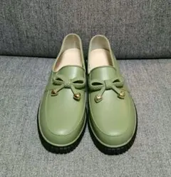 レインシューズ ラバーシューズ ローファー グリーン 23 cm