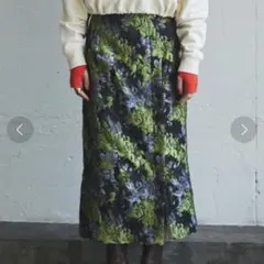 ROSE BUD 花柄ジャガードスカート タイトスカート グリーン 緑 シルバー