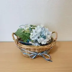 造花アレンジメント バスケット 青