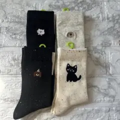 キッズ レディース 靴下4足セット 動物柄 クマ 猫 犬 クール丈