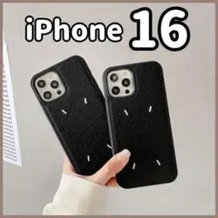 【iPhone16】スマホケース ブラック 黒 レザー 刺繍 韓国 シンプル29のサムネイル