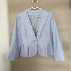 美品♡春夏ジャケット　ライトブルー　水色　ノーカラージャケットのサムネイル