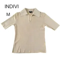 INDIVI インディヴィ 半袖 ニットポロ M ベージュ レディースのサムネイル