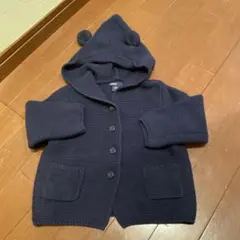 値下げ❗️ベビーGAP フード付きコットンカーディガン80サイズネイビー美品です！