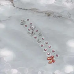 耳つぼジュエリー 20粒 ピンク リボン蝶 ハート