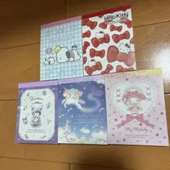 サンリオ　ミニメモ　6.８cm×8.8cm ２種柄　5点セット