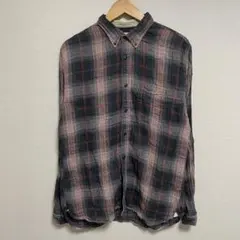 【L300】 AVIREX シワ加工 チェックシャツ サイズ2XL グレーのサムネイル