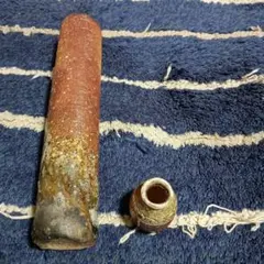 信楽焼き締め掛け花入れ「得斎陶房？」信楽焼き締め一輪差し「檜垣文小壷」おまけ付き