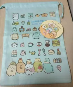 すみっコぐらし 巾着袋 ライトブルー
