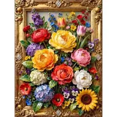 クロスステッチキット　アートなフラワー　印刷あり