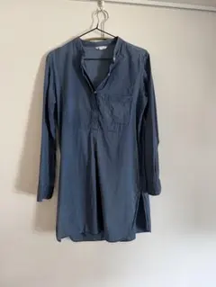 GAP ギャップ シャンブレー チュニックシャツ XS バンドカラー 長袖