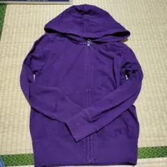 紫 フード付きジップアップパーカー 130