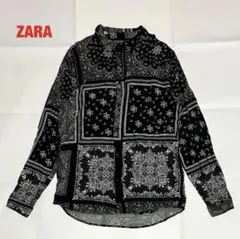 【人気】ZARA　ザラ　総柄シャツ　ペーズリー柄　オーバーサイズ　レーヨン