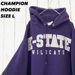 ら*る様 チャンピオン カレッジパーカー K-STATE Lサイズ 紫 デカロゴ