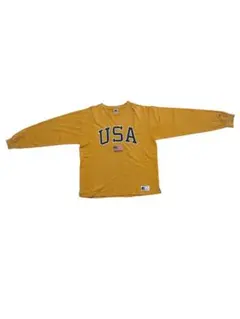 Russell Athletic USA ロゴ ロンT スウェット マスタード