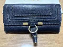 (Monet)Chloe マーシー フラップ ロングウォレット ネイビー Monet様専用)Chloe マーシー フラップ ロングウォレット ネイビー