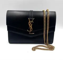 YSL シュルピス ブラック ダブル フラップ チェーン エンベロープ バッグ