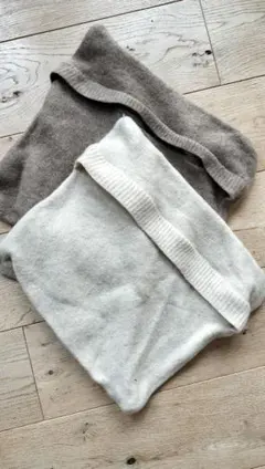 訳あり無印　ウールクッションカバー 2色セット ブラウン　ベージュ