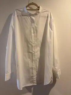 【美品】GU ホワイト 長袖シャツ バンドカラーシャツ