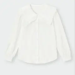 GU レーストリムビッグカラーシャツ(長袖)YT+E Sサイズ